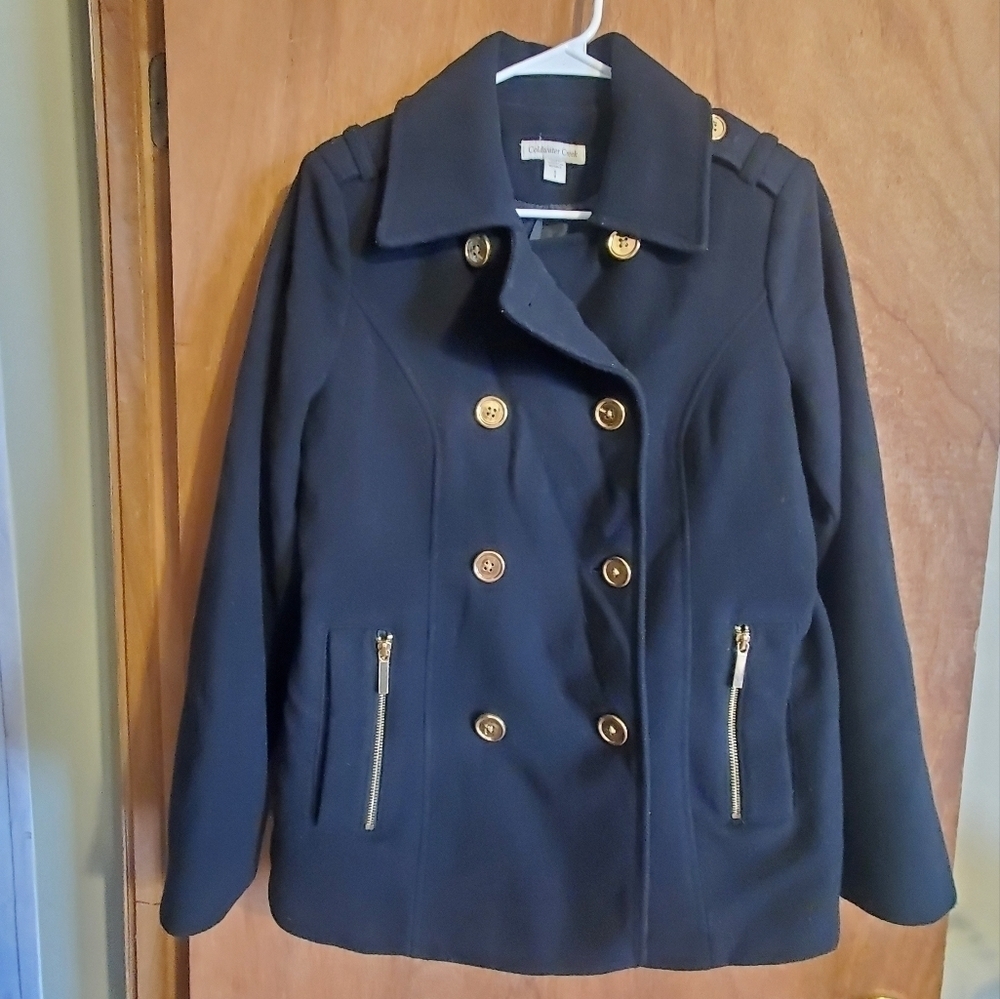 Coldwater creek . Military peacoat. Black gold hardware.  Wool cashmere. Sm/8